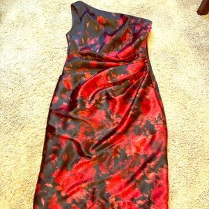 Satin floral pattern cocktail dress